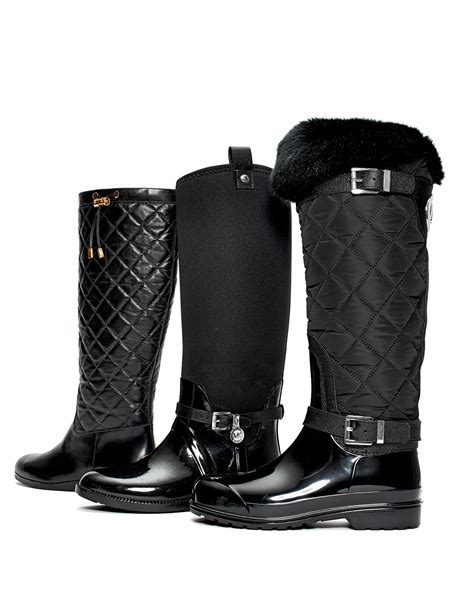 michael kors black quilted boots|Michael Kors black boots women.